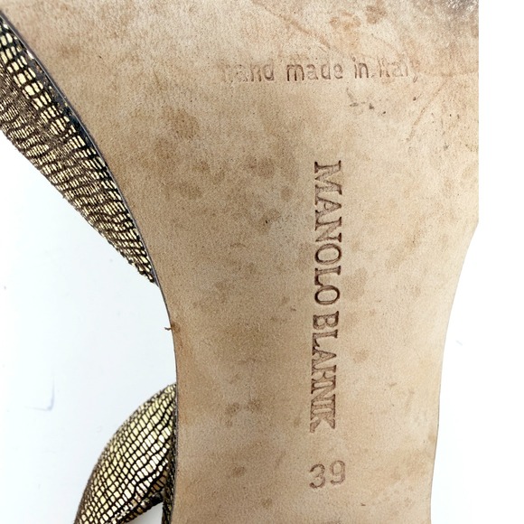 Vintage Manolo Blahnik Gold Textured Slingback Heels with Buckle Detail – EU 39 - Picture 6 of 7